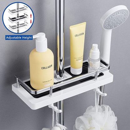 Rynx | Bathroom Shelf Caddy for Shower Rail, No Drilling Pole Shower Storage Rack Holder