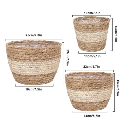 Rynx | Woven Straw Plant Basket Set