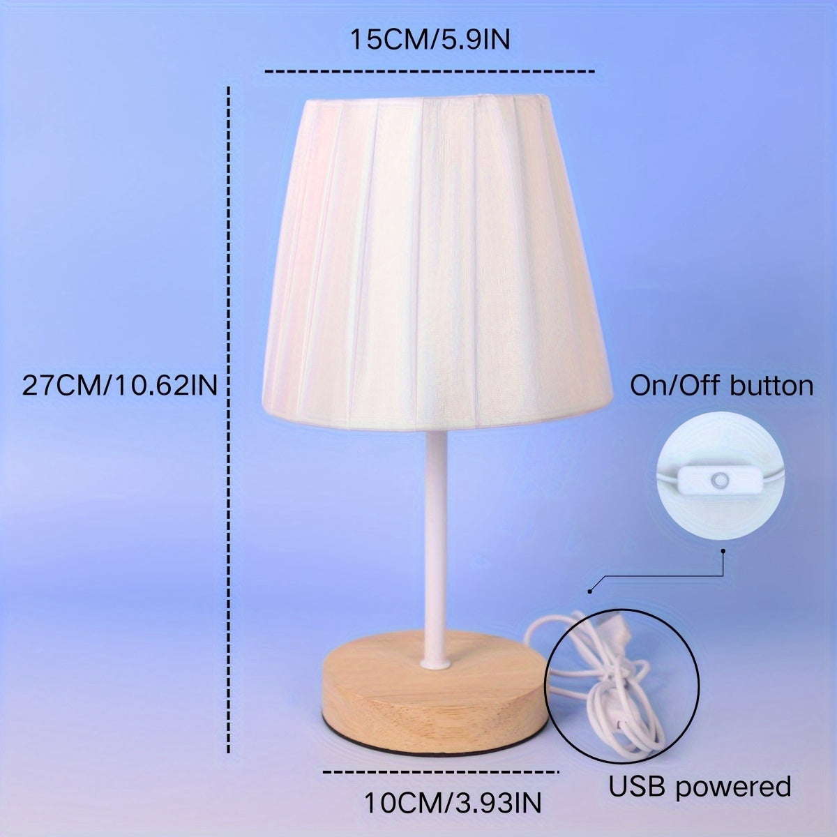 Rynx | NordicLicht - Modern Solid Wood Table Lamp with Linen Shade and USB