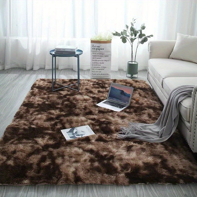 Rynx | 1pc Soft Plush Area Rug - Non-Slip Fuzzy Shaggy Bedside Carpet, Tie-Dyed Living Room Rug, Pet Friendly, Bedroom and Home Decor