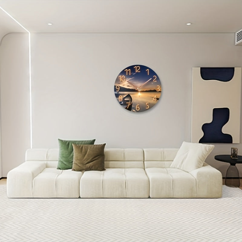 Rynx | 12-Inch Round Silent Wall Clock - Glass, Modern Design