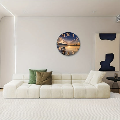 Rynx | 12-Inch Round Silent Wall Clock - Glass, Modern Design