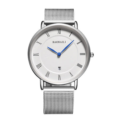 Rynx | Men's Business Watch Stainless Steel Watch Roman Digital Dial Blue Hands