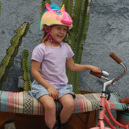 Rynx | Super Rainbow Unicorn Hair Bicycle Helmet, Kids 5+ (50-54Cm)