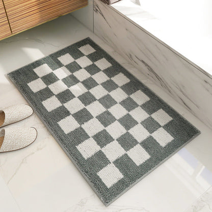 Rynx | Black and White Checkerboard Ultra-Soft Bathroom Rug, Bathroom Rug in Multiple Sizes, Simple Soft Plush Water-Absorbing Mat, Machine Washable, Non-Slip Toilet Mat, Black and White Thick Bathroom Rug, Art Bathroom Mats, Best Bath Rugs