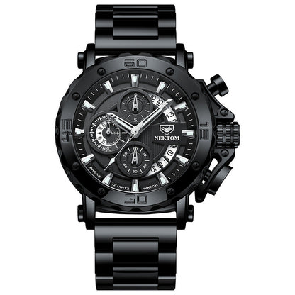 Rynx | Men's sturdy steel bracelet waterproof luminous quartz watch