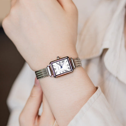 Rynx | Rectangular Milano Mesh Belt Middle Antique Clock