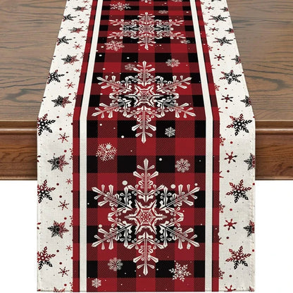 Rynx | Linen Christmas Table Runner Snowman Christmas Tree Home Dining Table Cloth Tablecloth 2023 Christmas Noel Christmas Decorations 2024