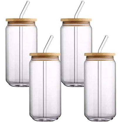 Rynx | Drinking Glass Set/Smoothie 4pcs Bamboo Lid