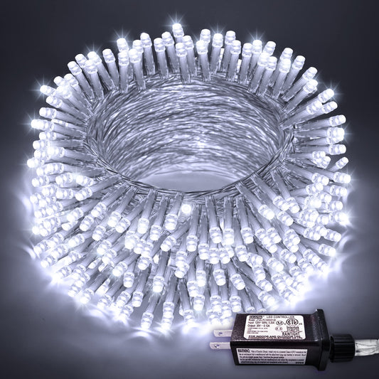 Rynx | Jmexsuss 66Ft 200 Led White Christmas Light String Indoor, Christmas Lights Outdoor Waterproof Clear Wire, 8 Modes Flashing Light String Plugged In For Living Room Three Bedrooms Wedding Decoration