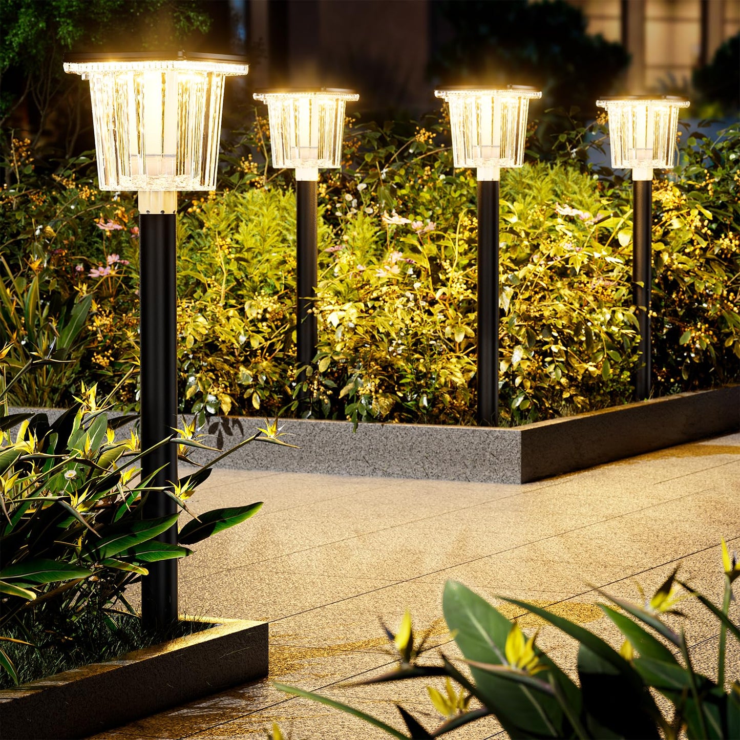 Rynx | Newmessi High-effect Cold&Warm,3000/12000K 2-In-1 Solar Path Light Outdoor,2 Pack Super Bright Ip65 Waterproof,Up To 28 Hours F