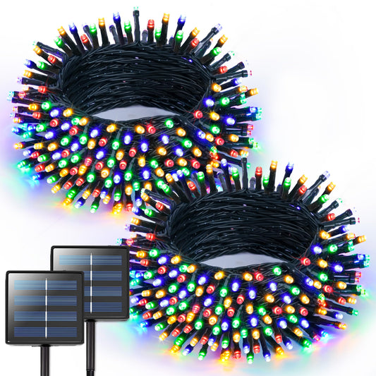 Rynx | Jmexsuss 2 Pack Sunny Christmas Lights Outdoor Waterproof, Total 400LED 151Ft Solar String Lights, 8 Modes Multicolored Solar Lights For Outdoor Garden Terrace Decoration Christmas Trees Xmas Decorations
