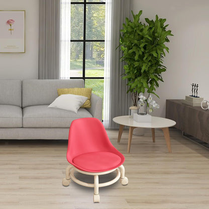 Rynx | Low Stool Ottoman, Weight Capacity Children's Stool, Backrest, Small, Living Room Ottoman, Low Chair, Small, Nappa Leather Fabric, Thick, Waterproof, Quiet Wheels, 360 Degrees