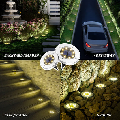 Rynx | Solpex 20 Pack Solar Lights for Ground, Waterproof Warm White Landscape Lighting for Path & Patio