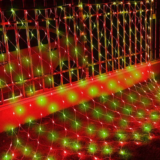 Rynx | Dazzle Bright Christmas 360 Led Net Lights, 12Ft X 5 Ft Connectable Waterproof String Lights With 8 Modes, Christmas Decorations For Indoor Outdoor Xmas Party Yard Garden Bushes Decor (Red And Green)