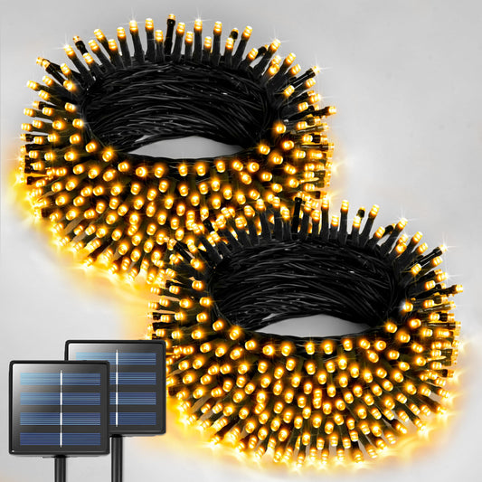 Rynx | Jmexsuss 2 Pack Solar Christmas Lights Outdoor Waterproof, Total 400 Led 151Ft Warm White Christmas Lights, 8 Modes Solar String Lights For Outdoor Patio Garden Tree Christmas Decorations