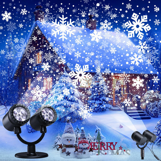 Rynx | Toodour Snowflake Christmas Projector Light Outdoor, Double Head Dynamic Snowflake Projector Light With Timer, Waterproof Holi