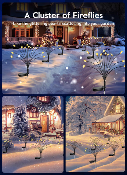 Rynx | Brightown Star Christmas Path Light - 4-Pack 48 LED Solar Garden Light, Waterproof, Warm White