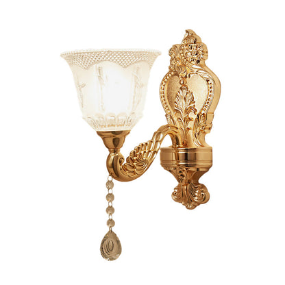 Rynx | Gold Flower/Bell Wall Lamp Modernist Crystal Shade 1 Light Living Room Wall Mounted Lamp