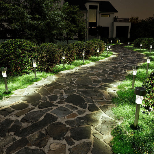 Rynx | Solpex 16 Pack Stainless Steel Sun Outdoor Light, Waterproof Led Path Lighting, Cold White