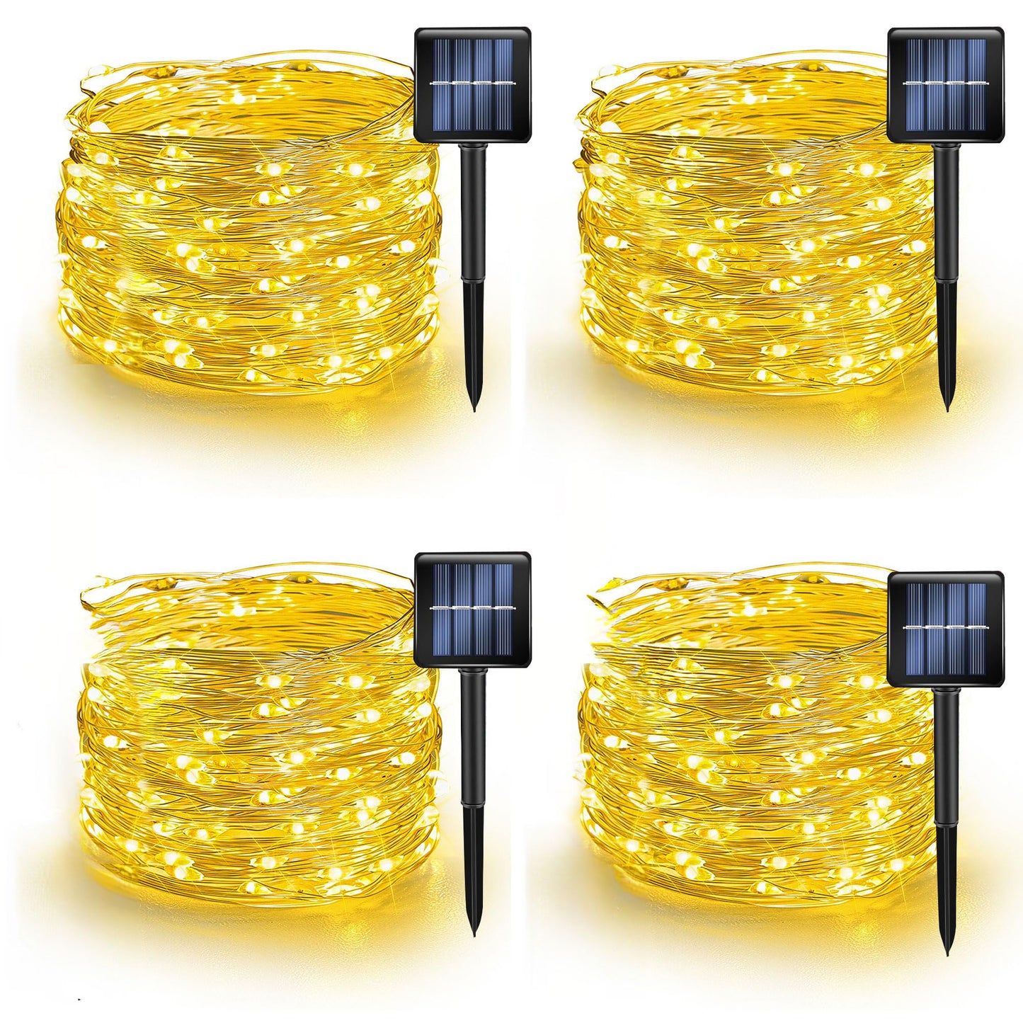Rynx | Tw Shine Warm White Solar String Lights Outdoor, Total 160 Ft 480 Led Solar Powered Waterproof Fairy Lights 8 Modes Copper Wire Lights For Christmas Celebration Tree Wedding Garden Decorations, 4 Pack