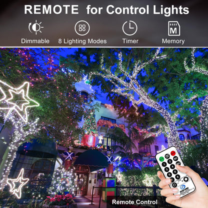 Rynx | Knonew 403Ft 1000 LED Outdoor Light Chains, Waterproof Fairy Lights with Timer & 8 Modes, Cool White