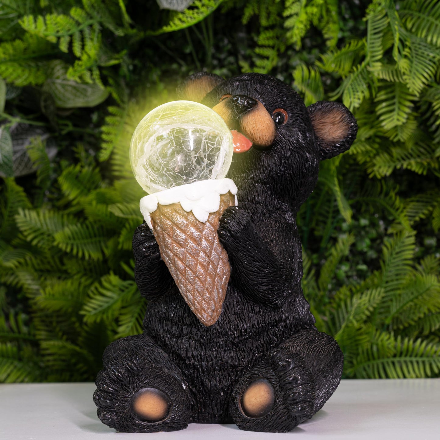 Rynx | The Roo - Black Bear Solar Light Figurine - Outdoor Waterproof Garden Statue - Animal Garden Decor Light - Solar Lantern For Outdoor