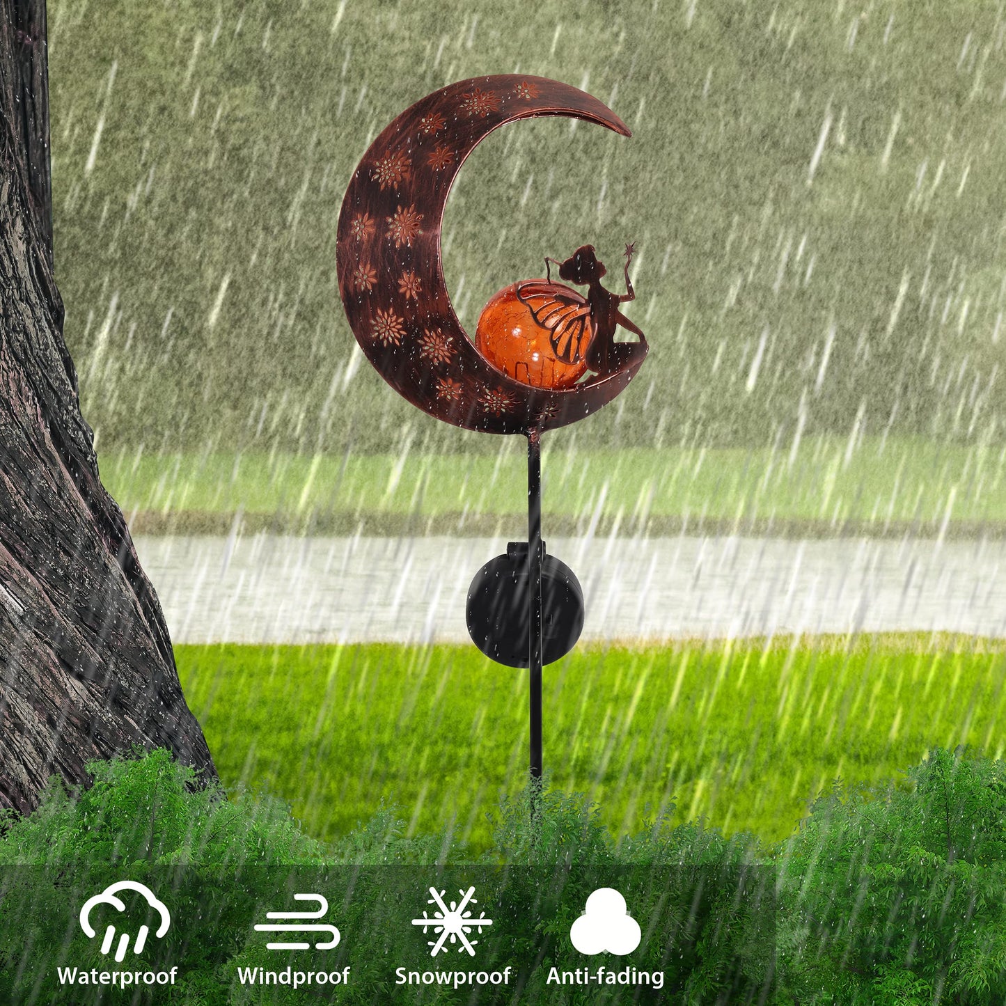 Rynx | Teresa'S Collections 39'' Sun Metal Fairy Garden Decoration - Copper Gold Garden Stake For Outdoor Gifts