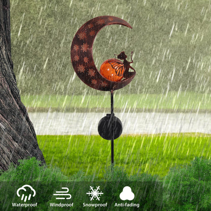 Rynx | Teresa'S Collections 39'' Sun Metal Fairy Garden Decoration - Copper Gold Garden Stake For Outdoor Gifts