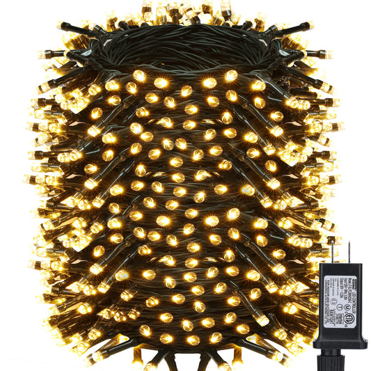 Rynx | Toodour Christmas Lights Outdoor, 213Ft 600 Led Christmas String Lights, 8 Modes, Timer, Waterproof Christmas Fairy Lights For Home Garden Patio Wedding Party Tree Christmas Decorations - Warm White