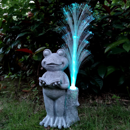 Rynx | Rctticuu Frog Statue Solar Garden Decor, Resin Frog Statues And Color Changing Optical Fiber Solar Light, Outdoor Decoration For