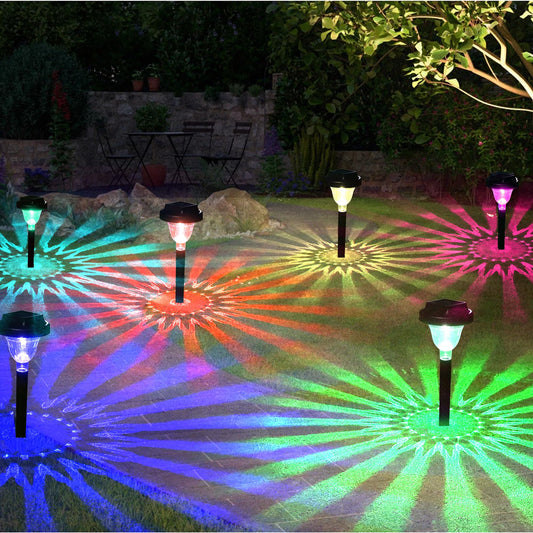 Rynx | Siatom Lighting Solveil Lighting 8 Pack, Rgb Color Changing Led Street Lighting Outdoor Waterproof Ip65, Solar Powered Garden Lighting