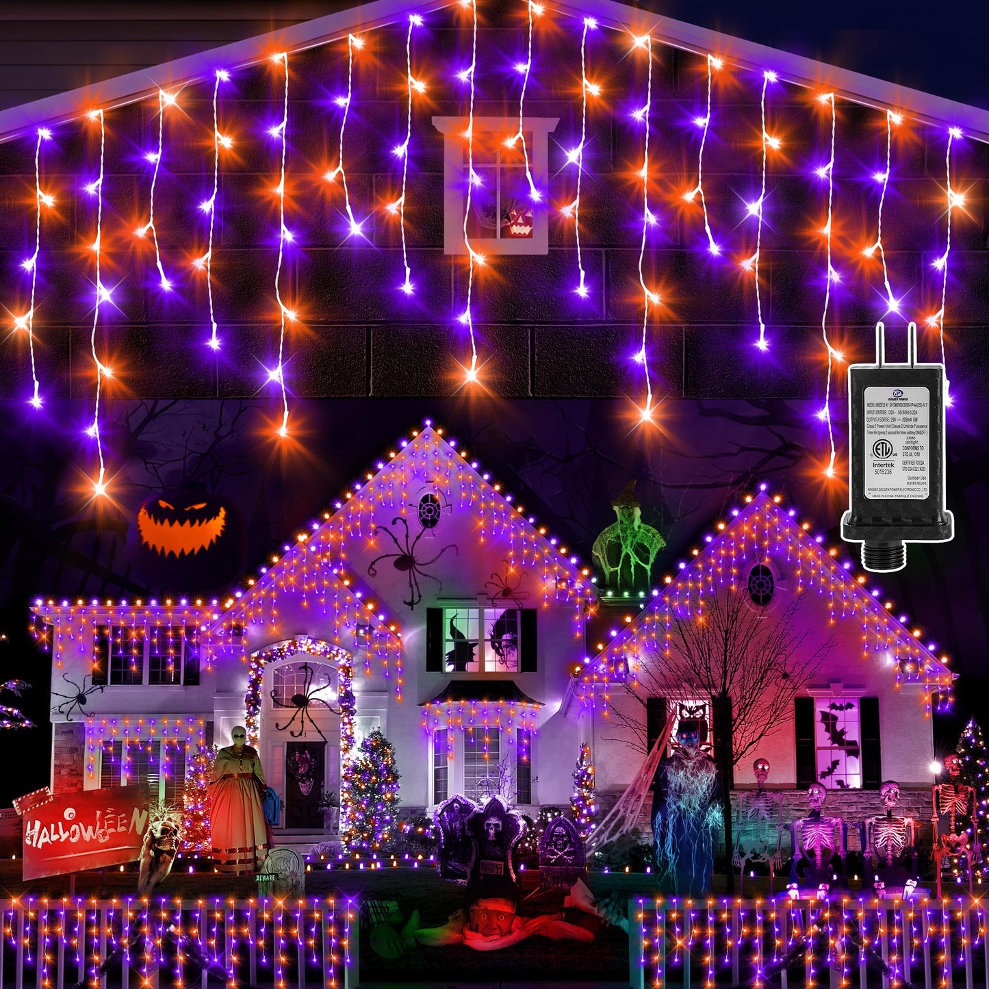 Rynx | Knonew 33Ft 400 Led Orange Purple Halloween String Lights, 8 Modes, Timer, Connectable Decor