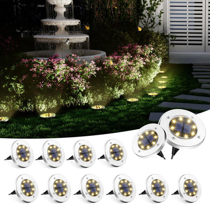Rynx | Solpex 12 Pack Sunpad Lights, Waterproof 8 Led Landscape Lighting, Warm White For Outdoor Use