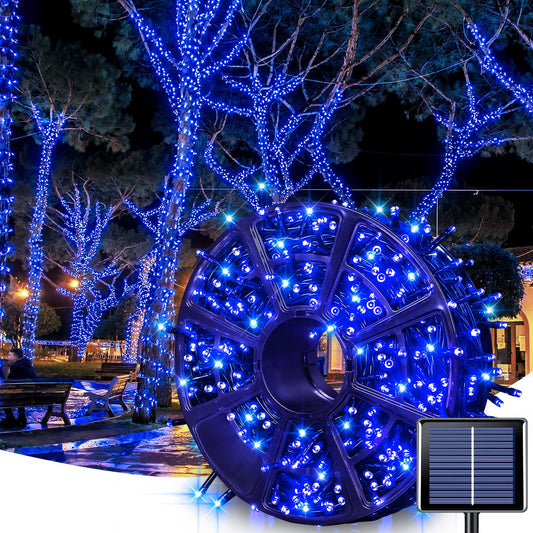 Rynx | Jmexsuss 600 LED Blue Solar Christmas Lights, 206.7 Ft Blue Christmas Lights Outdoor Waterproof, 8 Modes Solar Lights Outdoor For Christmas Tree Decorations Garden Party Trees Shrubs Xams