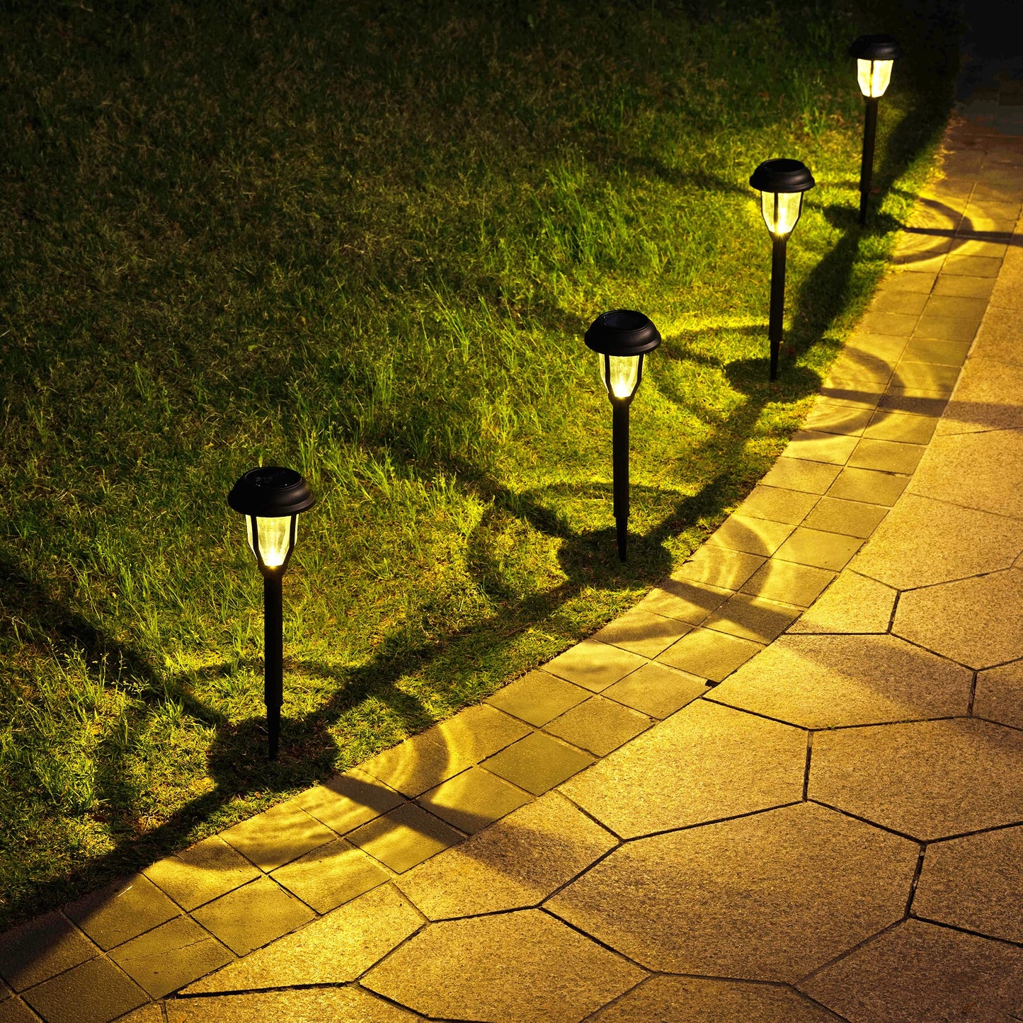 Rynx | Solpex Solar Path Light 8 Pack Waterproof Outdoor Garden Light, Warm White, Black