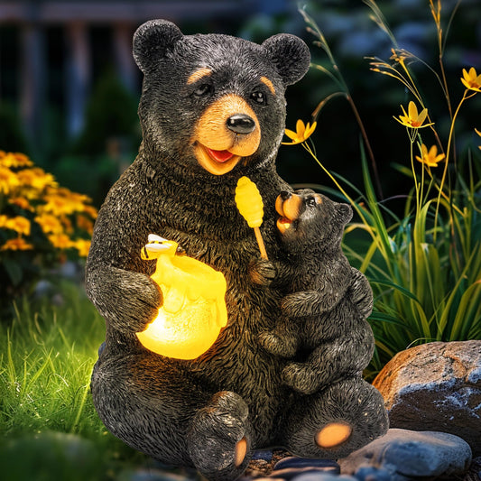 Rynx | Gigalumi Solar Energy Garden Bear Statue - Outdoor Garden Decor, Unique Gift For Mom & Women