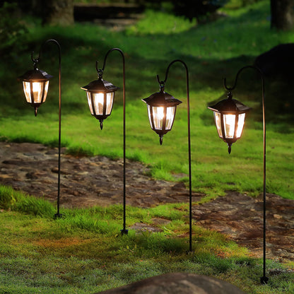 Rynx | Maggift 34" Solar Hanging Light, Warm White LED Garden Lantern with 2 Shepherd Hooks, 2 Pack