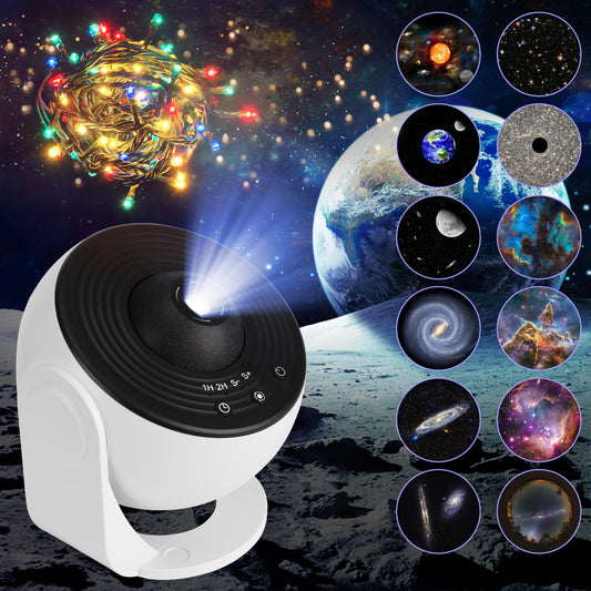 Rynx | Tne 12-in-1 Planetarium Galaxy Projector for Bedroom with Fairy Lights-4K HD Star Projector with 360 Rotation, Adjustable Timer