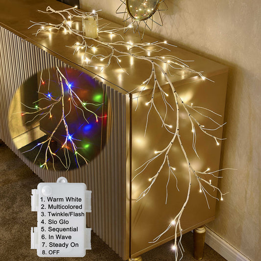 Rynx | Hairui Glowing Wreath Snow Flocked 6Ft 48 Led Battery Powered Pre-lit Vine Winter Christmas Party Decoration Indoor Outdoor Use