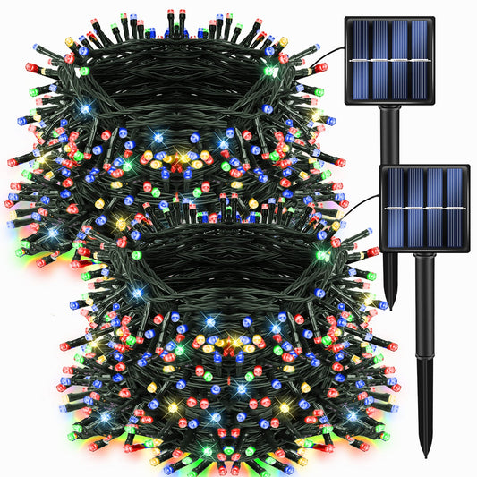 Rynx | Dazzle Bright 2 Pack Total 400Led 132Ft Multicolor Christmas Solar Lights Outdoor, Solar Powered With 8 Modes Waterproof Fairy Lights For Bedroom Terrace Garden Tree Party Decoration