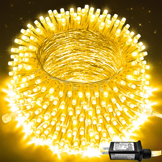 Rynx | Jmexsuss Connect 91.5 feet 250 LED strings indoor outdoor, warm white LED Christmas lights outdoor waterproof, 8 modes blinking fairy lights plug in for bedroom tree party decoration
