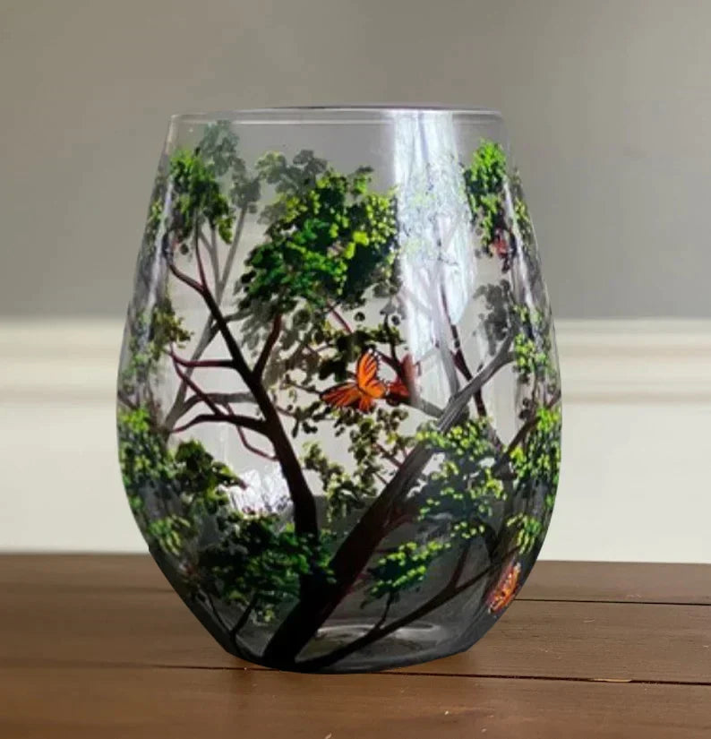 RYNX | Four Seasons Tree Wine Glasses - Hand Painted Art