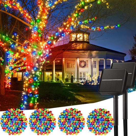 Rynx | Minetom Christmas Lights Outdoor Solar Powered - 4 Pack Total 160Ft 400 Led Christmas Lights With 8 Lighting Modes, Ip65 Waterproof Solar String Lights For Outdoor Wooden Christmas Party, Multicolor