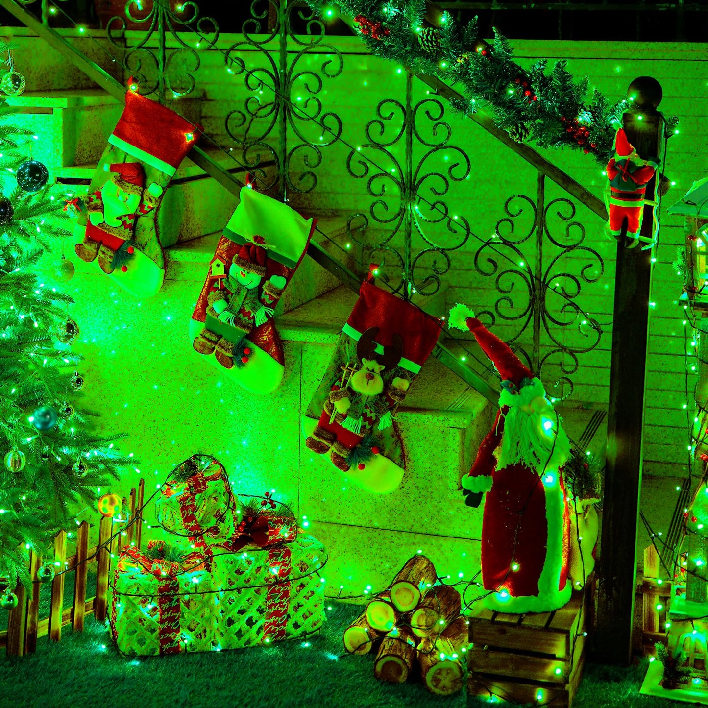Rynx | Jmexsuss 250 LED Waterproof Christmas Lights, 91.5Ft Green, 8 Modes For Outdoor Decor