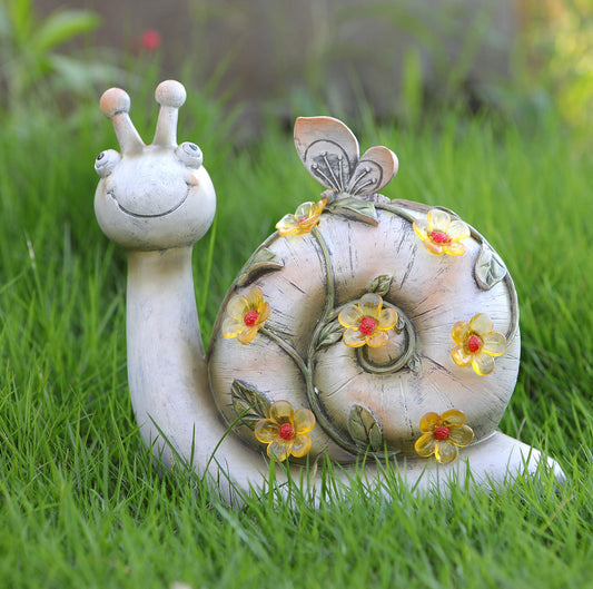 Rynx | Wsgift Resin Snail Figurine Light Solar Powered Outdoor Statue Light For Terrace Lawn Garden Patios Decorations, L8.5 X W3.5 X H8.5 Inches