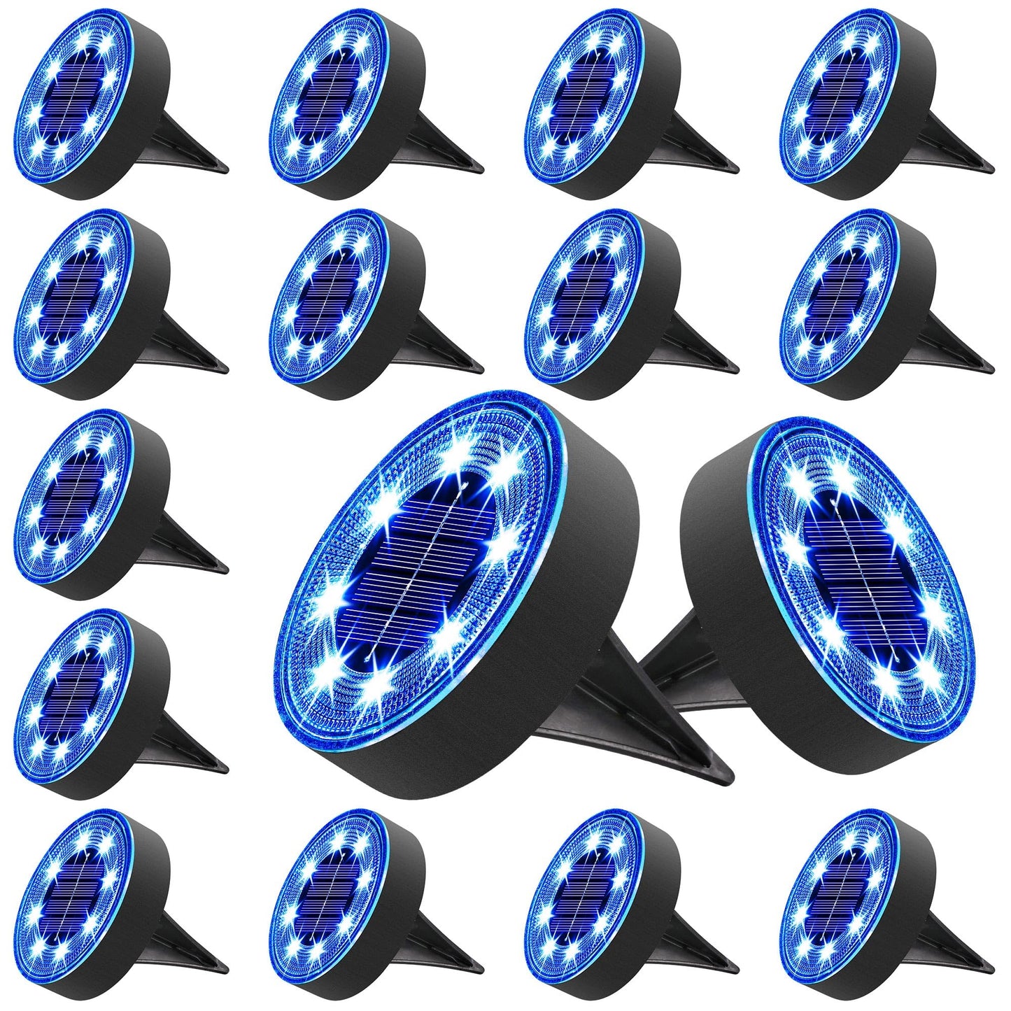 Rynx | Joomer Solar Ground Light, 16 Pack 8 Led Solar Lights Outdoor Ip68 Waterproof Disk Light In-Ground Landscape Lighting Outdoor F