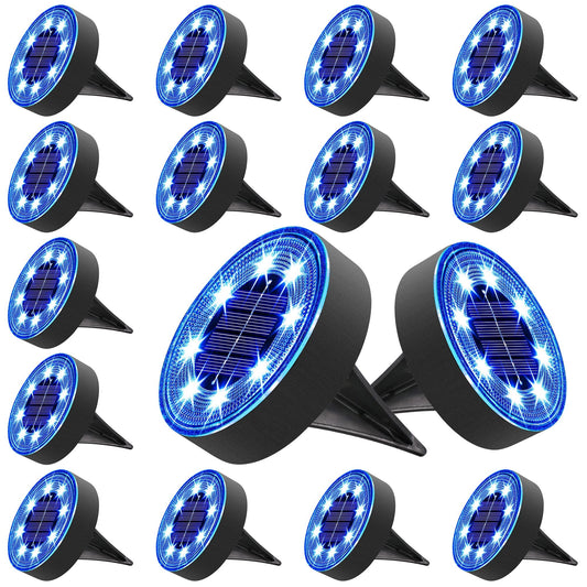 Rynx | Joomer Solar Ground Light, 16 Pack 8 Led Solar Lights Outdoor Ip68 Waterproof Disk Light In-Ground Landscape Lighting Outdoor F