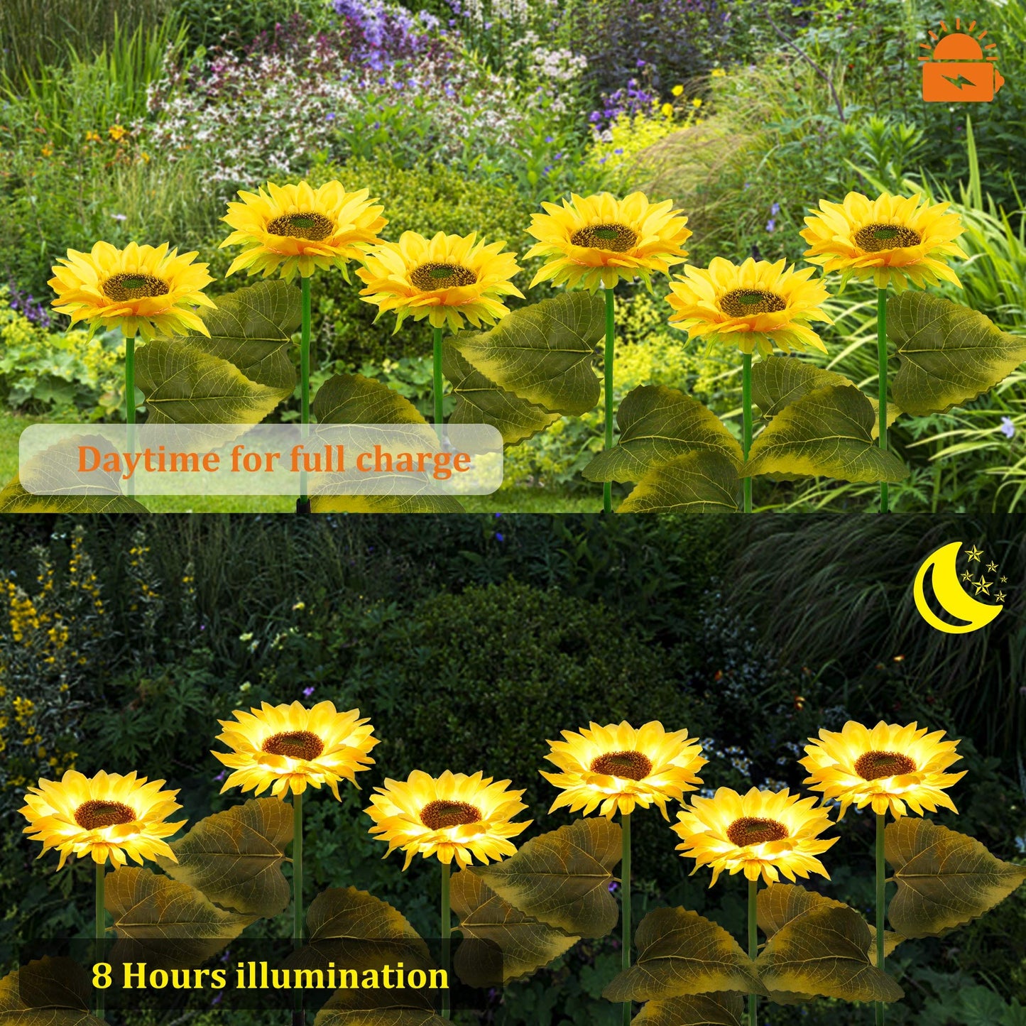 Rynx | Forup Sun Garden Stake Light Sources 2 Pack - Yellow Sunflower LED Outdoor Decor For Grass & Path