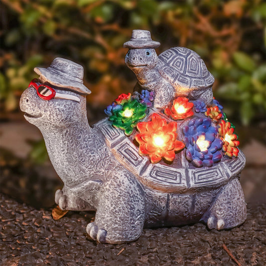 Rynx | Sun Turtles For Outdoors - Cute Turtle Figures With Baby For Outdoor Garden Decorations - Ideal For Anniversaries, Christmas, B